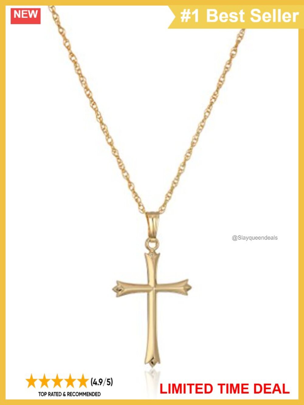 14k Gold Filled Polished Embossed Cross Pendant Necklace 18"
